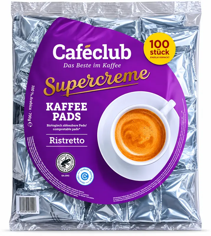 Кафе филтри дози Caféclub Supercreme Ristretto, 100 бр. - 62 мм