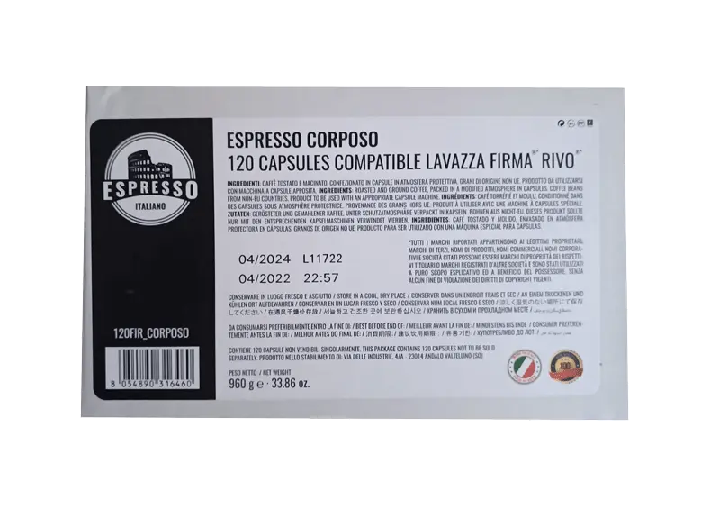 Кафе капсули Espresso Italiano Corposo120 бр. съвместими с Lavazza Firma