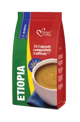 Капсули за кафе Italian Coffee кафе Етиопия 100% Арабика 12 бр. система Caffitaly