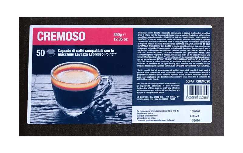 Капсули за кафе Italian Coffee Cremoso съвместими с Lavazza Espresso Point 50 бр.