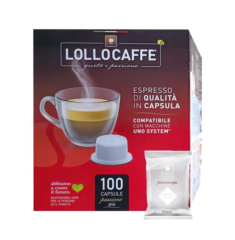 Кафе капсули Lollo Caffè Miscela Argento съвместими с UNO система на Illy и Kimbo, 100 бр.
