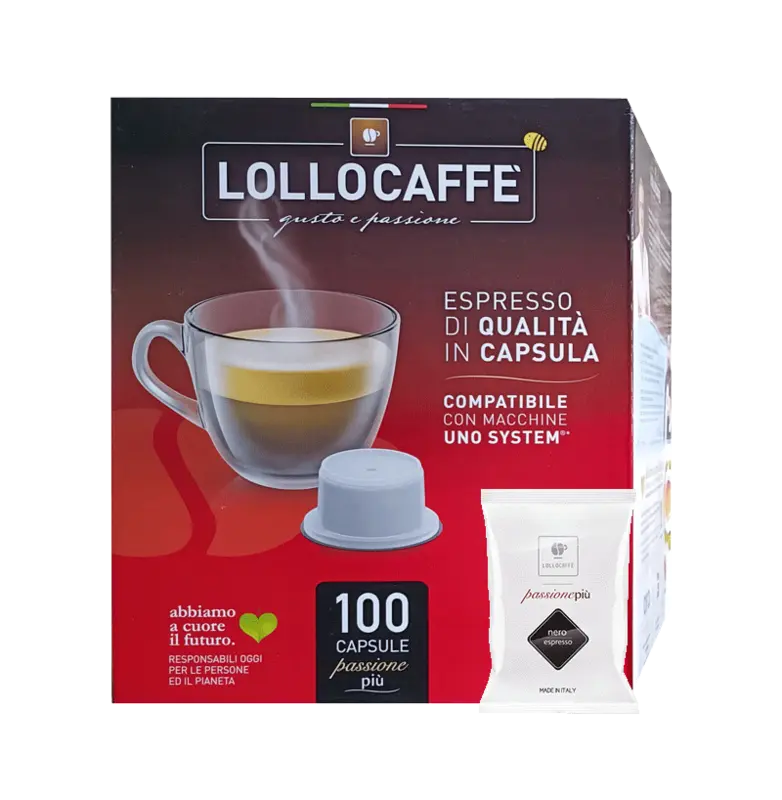 Кафе капсули Lollo Caffè Miscela Nera съвместими с UNO система на Illy и Kimbo, 100 бр.