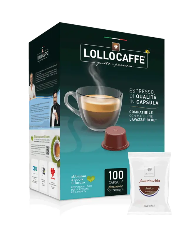Капсули за кафе Lollo Classica Espresso Blue съвместим с Lavazza Blue 100 бр.