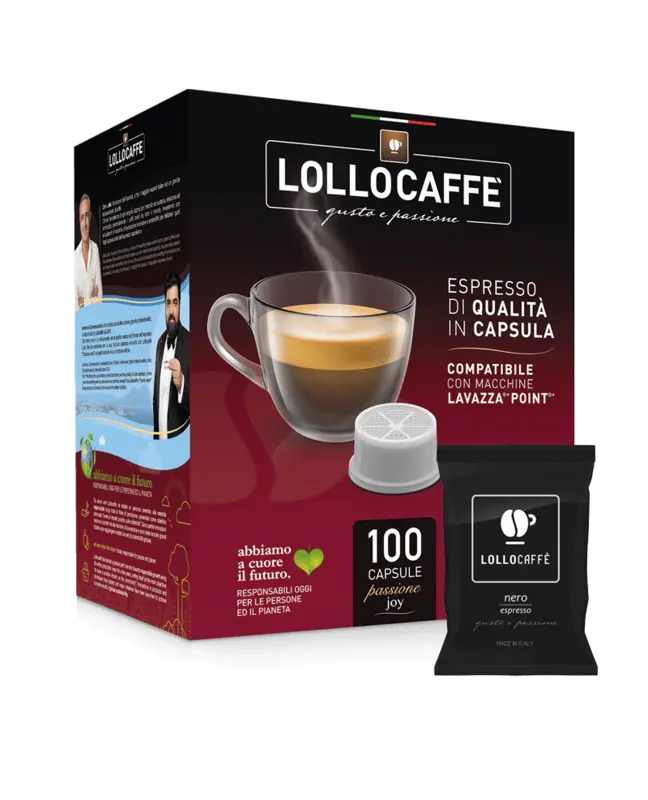 Капсули за кафе Lollo Nero Espresso съвместими с Lavazza Espresso Point 100 бр.