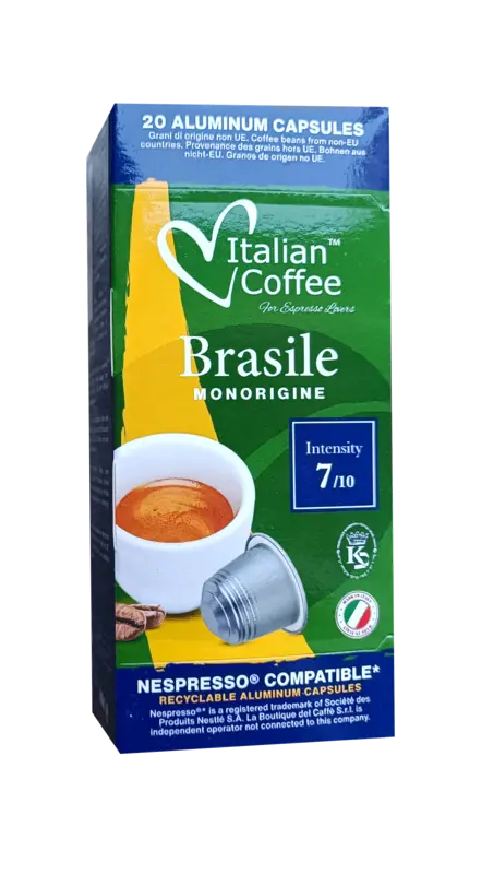 Алуминиеви капсули капсули Brasile Monorigine Italian Coffee 20 бр. съвместими с Nespresso