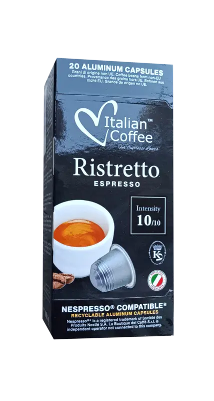 Алуминиеви капсули капсули Ristretto Espresso Italian Coffee 20 бр. съвместими с Nespresso